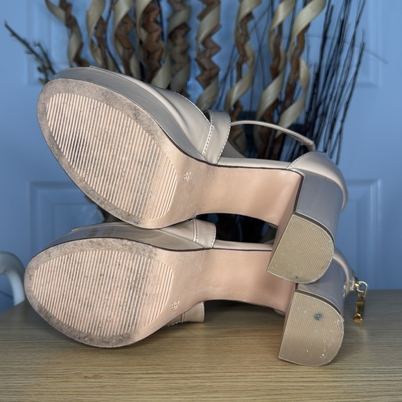 Limelight Lainey Beige Platform Sandals Block High Heel Size 8 1/2 Dress Shoe - Picture 5 of 6